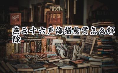 燕云十六声:摆脱海捕悬赏,重获自由身的攻略