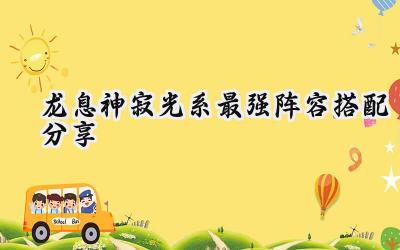 龙息神寂光系制霸:最强阵容配置与策略解析