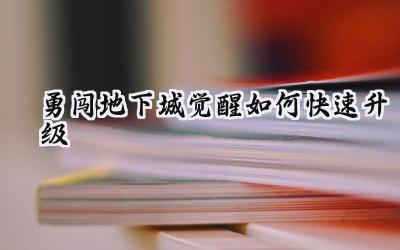 勇闯地下城觉醒:升级之路,效率至上!