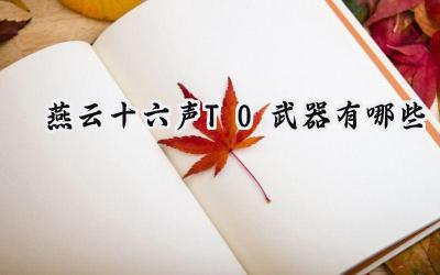 燕云十六声T0武器强度全方位解析:不止无名剑和积矩九剑!