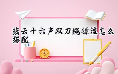 燕云十六声:双刀绳镖流终极搭配与实战攻略