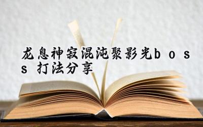 龙息神寂:混沌聚影光Boss攻略详解