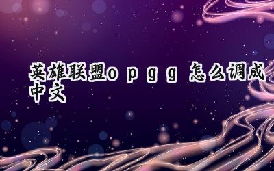 英雄联盟OP.GG:数据洞察,畅游峡谷(中文设置详解)