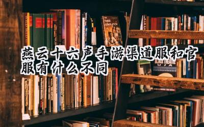 燕云十六声手游：官服与渠道服的抉择，深度解析差异