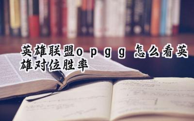 英雄联盟OP.GG英雄对位胜率深度解析:助你制胜召唤师峡谷