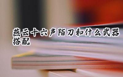 燕云十六声:陌刀流派搭配深度解析