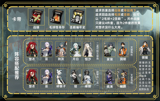 新月同行楚衣阵容搭配全攻略:辅助治疗削弱,助力主C火力全开!